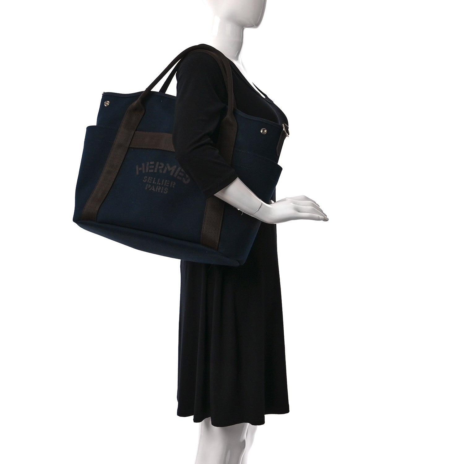 Hermes Toile Sac De Pansage Groom Bleu Navy Feu 2 of 14