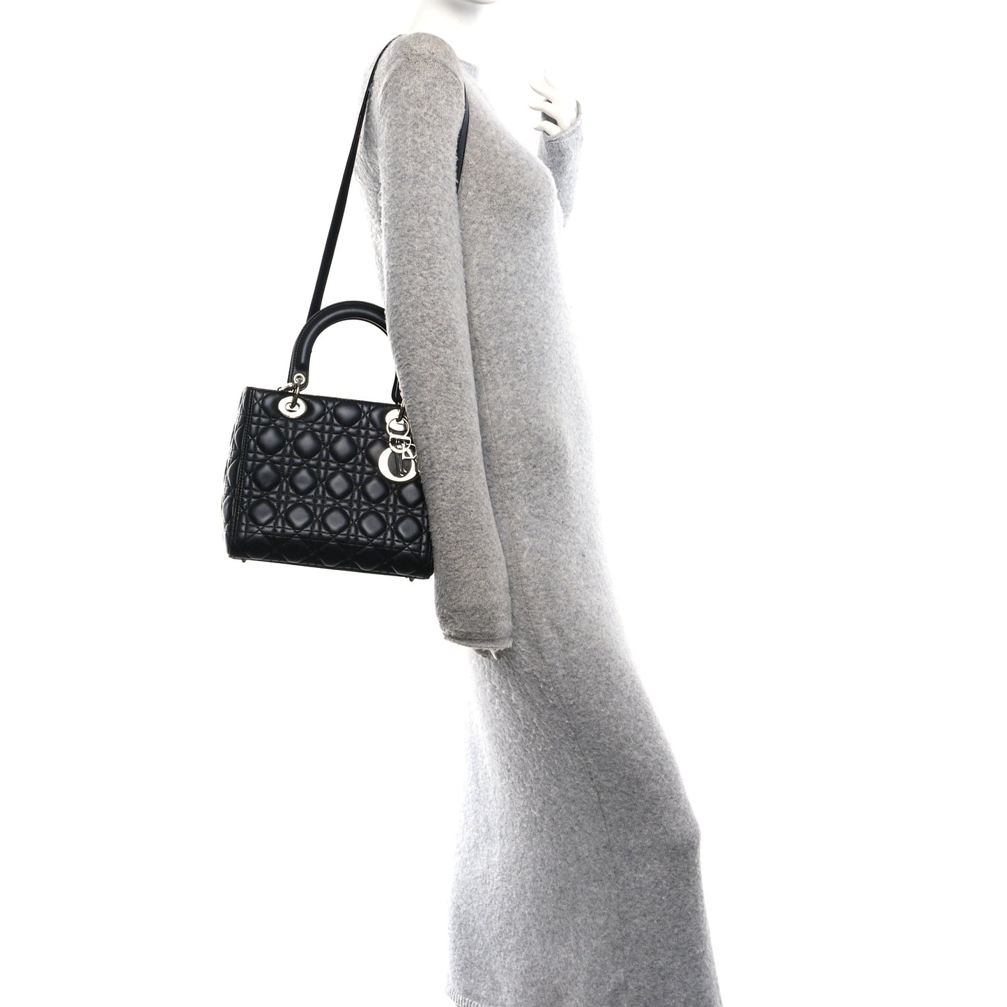 Lambskin Cannage Medium Lady Dior Black