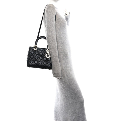 Christian Dior Lambskin Cannage Medium Lady Dior Black 2 of 10