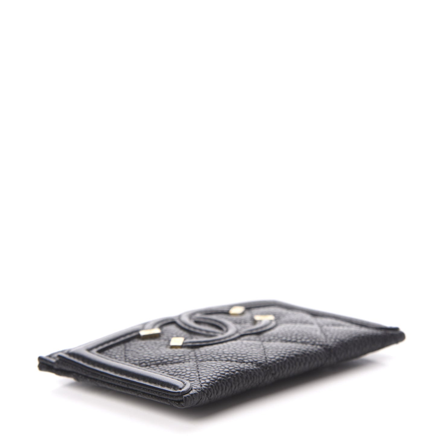 Caviar Quilted Filigree Card Holder Black