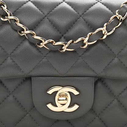 Chanel Lambskin Quilted Mini Rectangular Flap Dark Grey 8 of 9