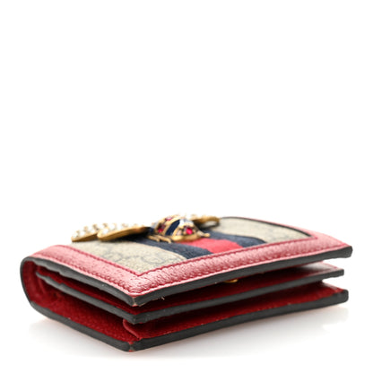 Gucci GG Supreme Monogram Web Queen Margaret Card Case Wallet Red 4 of 9