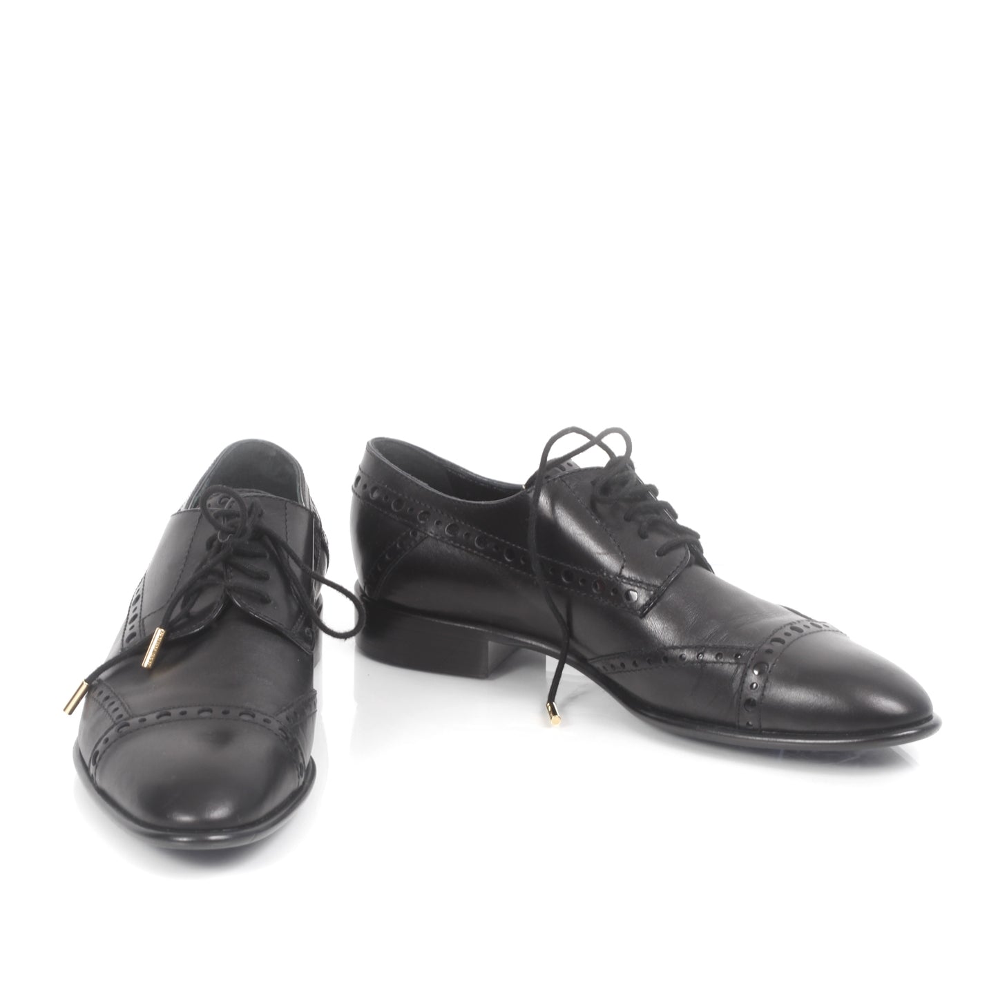 Mens Perforated Leather Lace Up Shoes 37 Black