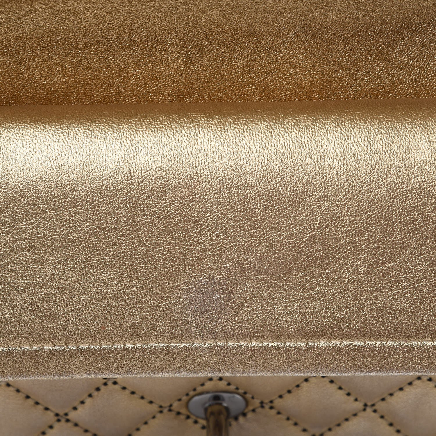 Chanel Metallic Lambskin Quilted Stitch Medium Double Flap Light Gold 11 of 21