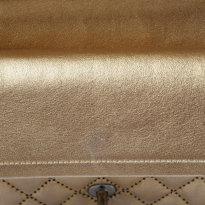 Chanel Metallic Lambskin Quilted Stitch Medium Double Flap Light Gold 11 of 21