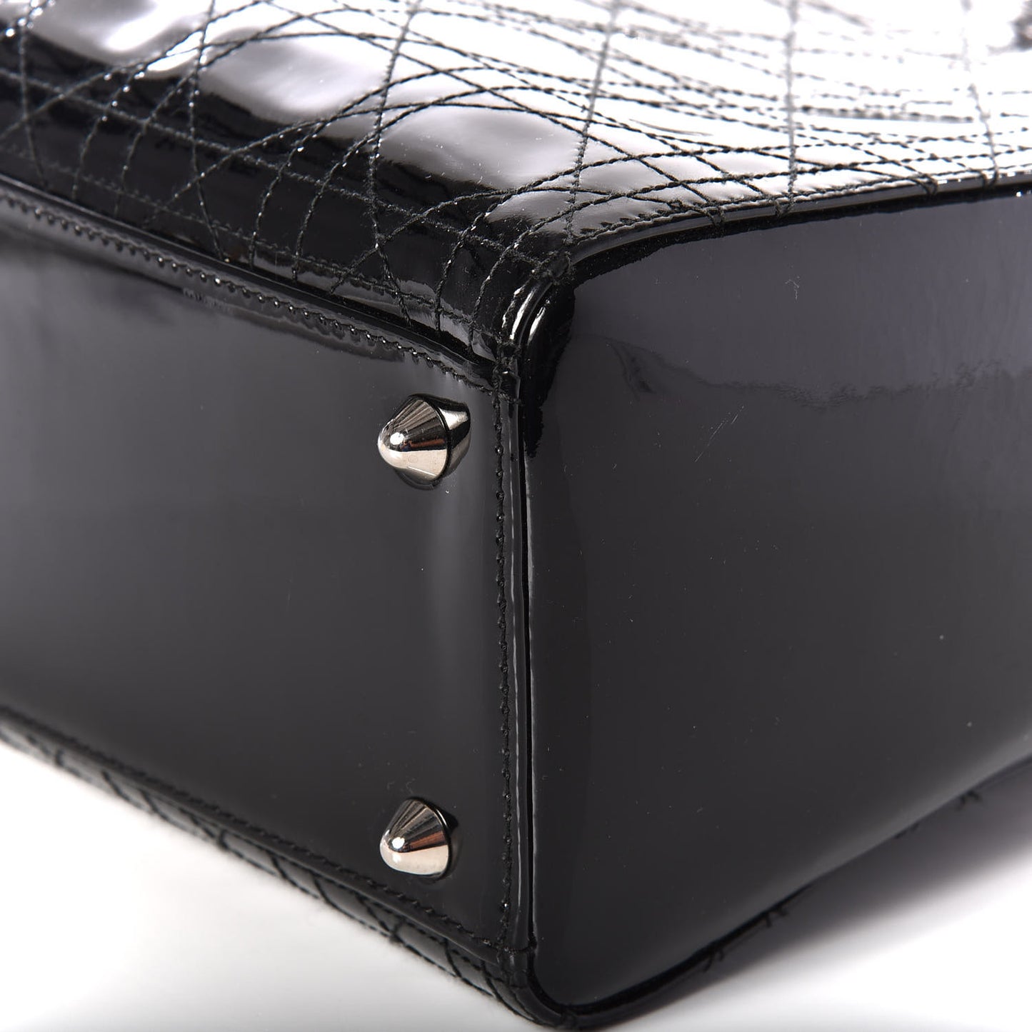 Patent Cannage Stitched Large Lady Dior Black