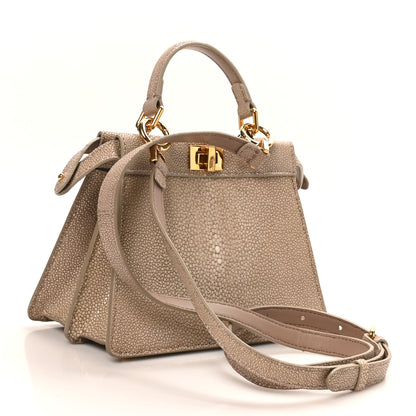 Fendi Stingray Shiny Nappa Petite Peekaboo I SEE U Satchel Tortora 3 of 9