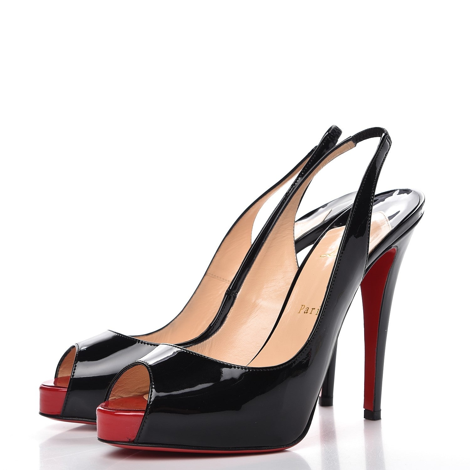 Christian Louboutin Patent Private Number 120 Pumps 40 Black Red 3 of 10