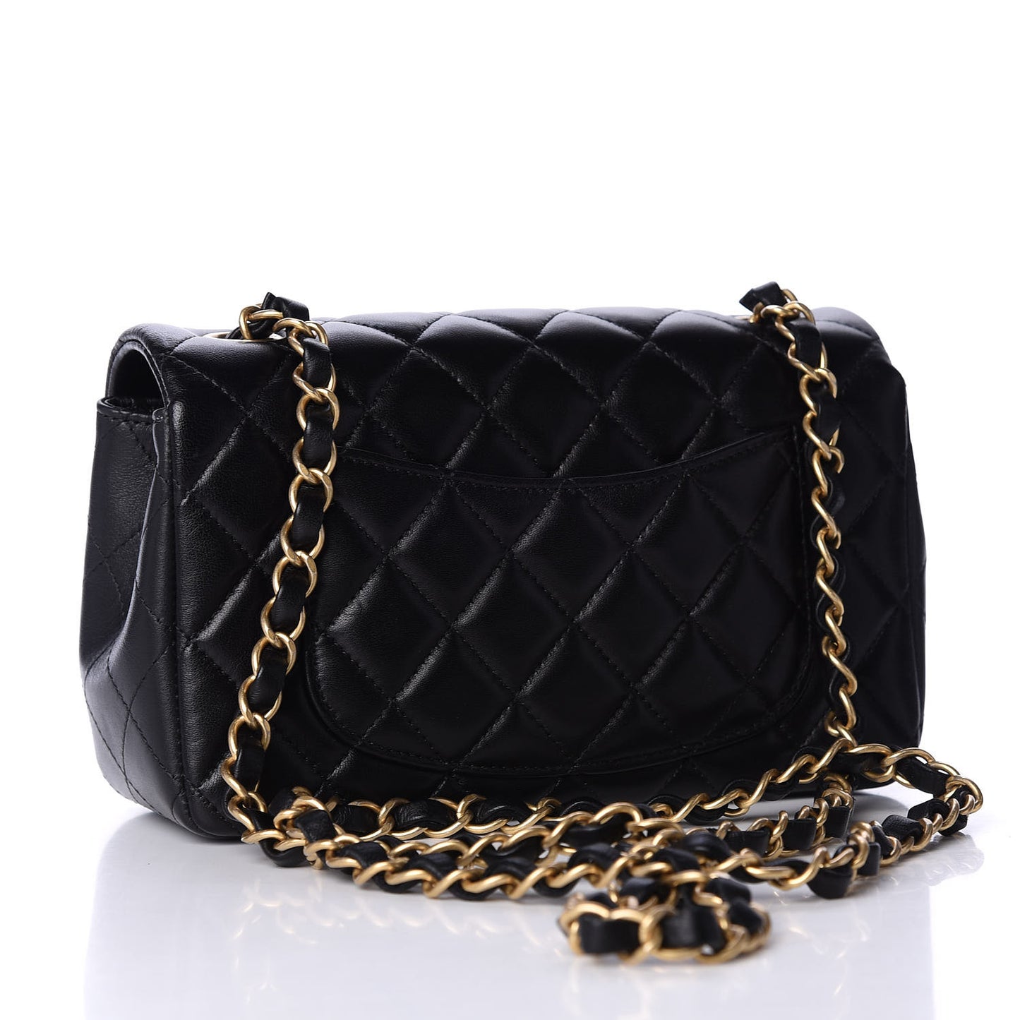 Lambskin Quilted Mini Rectangular Flap Black