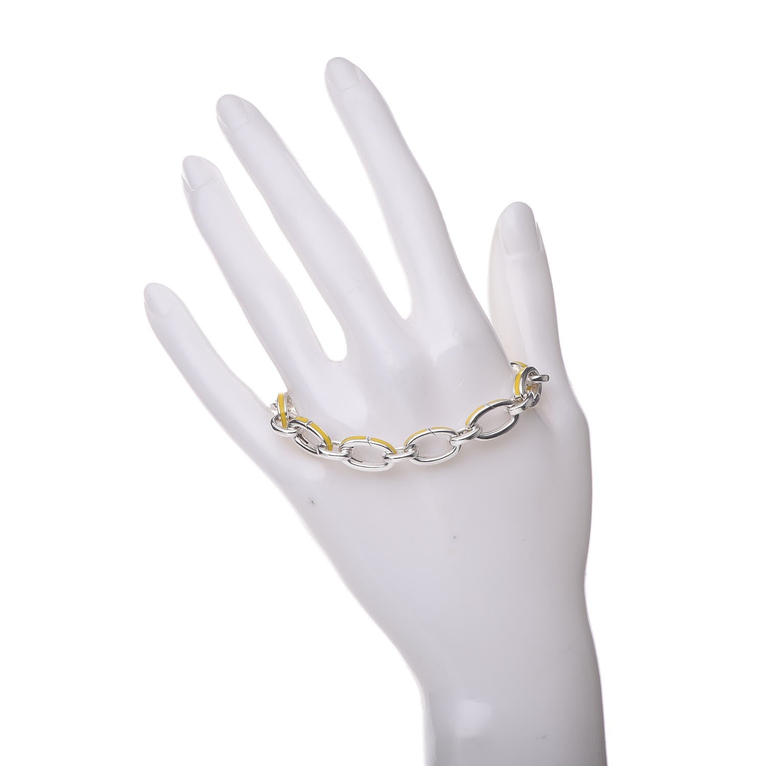 Tiffany Sterling Silver Enamel Link Bracelet Yellow 2 of 8