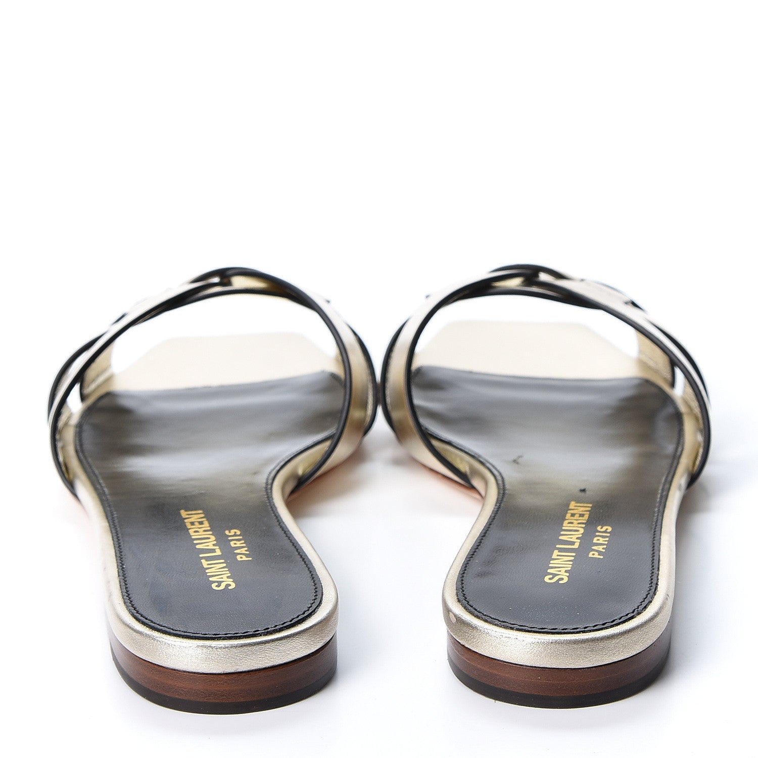 Saint Laurent Calfskin Tribute 05 Slide Sandals 35 Gold 5 of 9