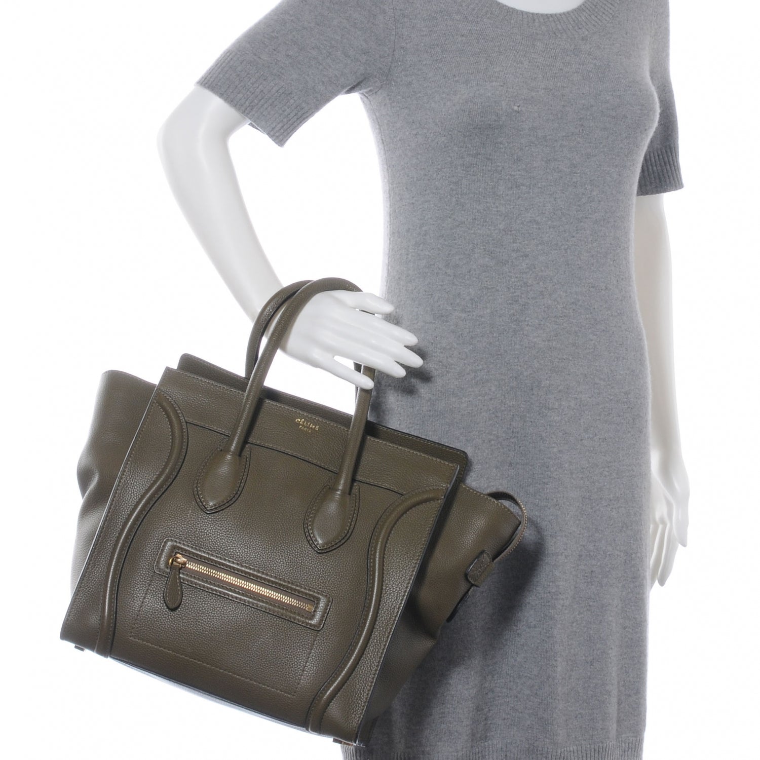 Celine Drummed Calfskin Mini Luggage Jungle 2 of 10