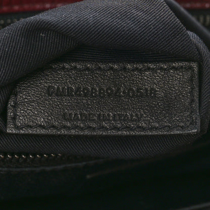 Saint Laurent Crinkled Calfskin Matelasse Monogram Medium Niki Chain Satchel Rouge Legion 8 of 13