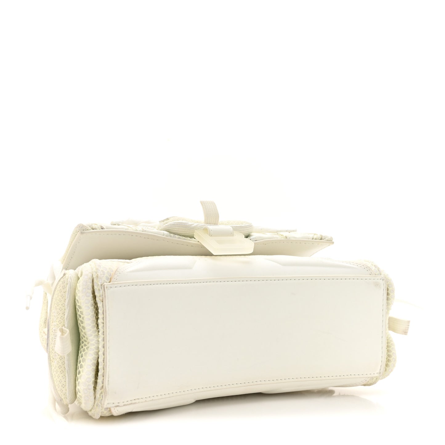 Faux Calfskin Fabric Glow In The Dark Small Sneakerhead Top Handle Bag White