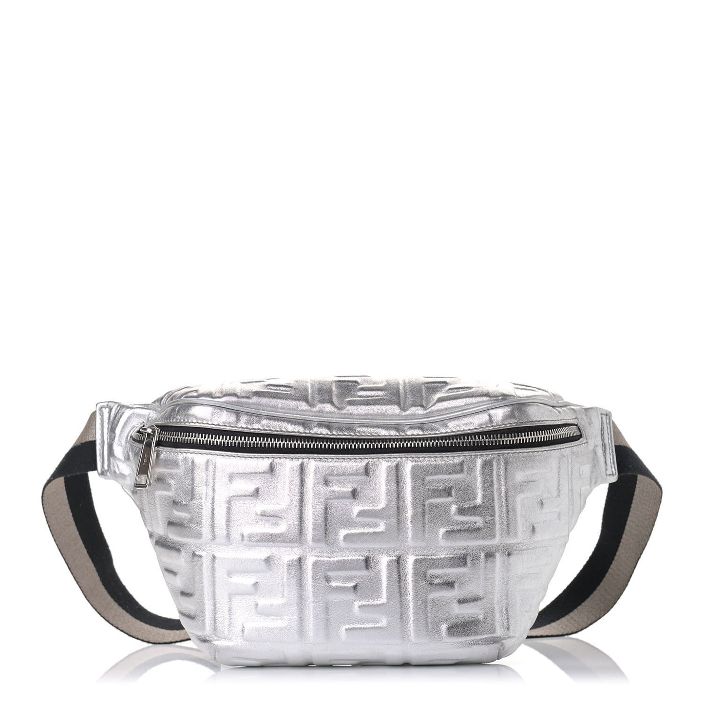 Vitello Catalan Mirror FF 1974 Embossed Belt Bag Argento