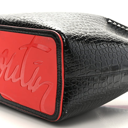 Christian Louboutin Calfskin Crocodile Embossed Spikes Large Cabarock Black 8 of 8