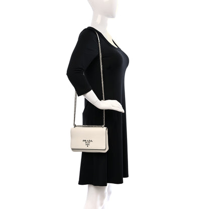 Prada Glace Calfskin Chain Crossbody Bag White 2 of 10