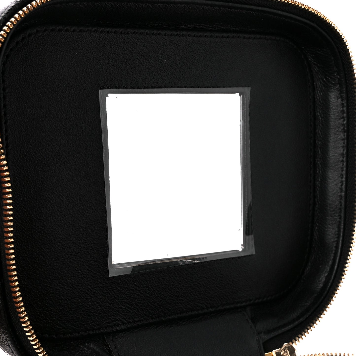 Caviar Quilted Small Top Handle Vanity Case With Chain Black