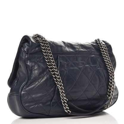 Chanel Calfskin Quilted Coco Pleats Flap Dark Navy Blue 4 of 13