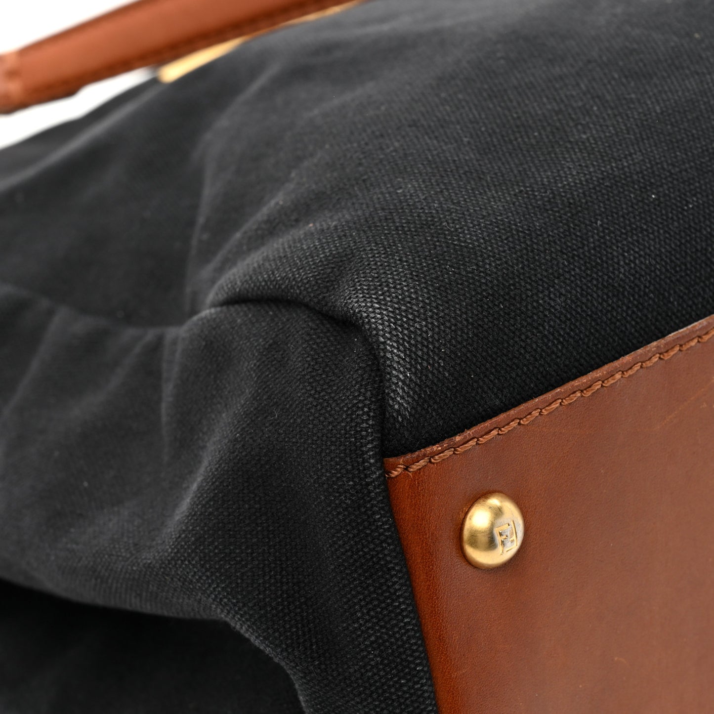 Canvas Large Peekaboo Iconic Satchel Black Cuoio