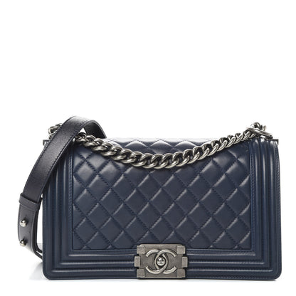 Chanel Lambskin Quilted Medium Boy Flap Dark Navy 1 of 15