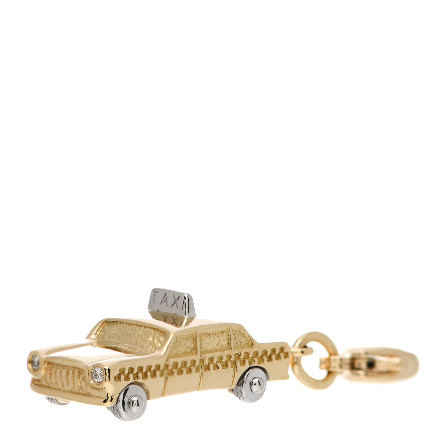 Tiffany 18K Yellow White Gold Diamond Taxi Charm 1 of 4
