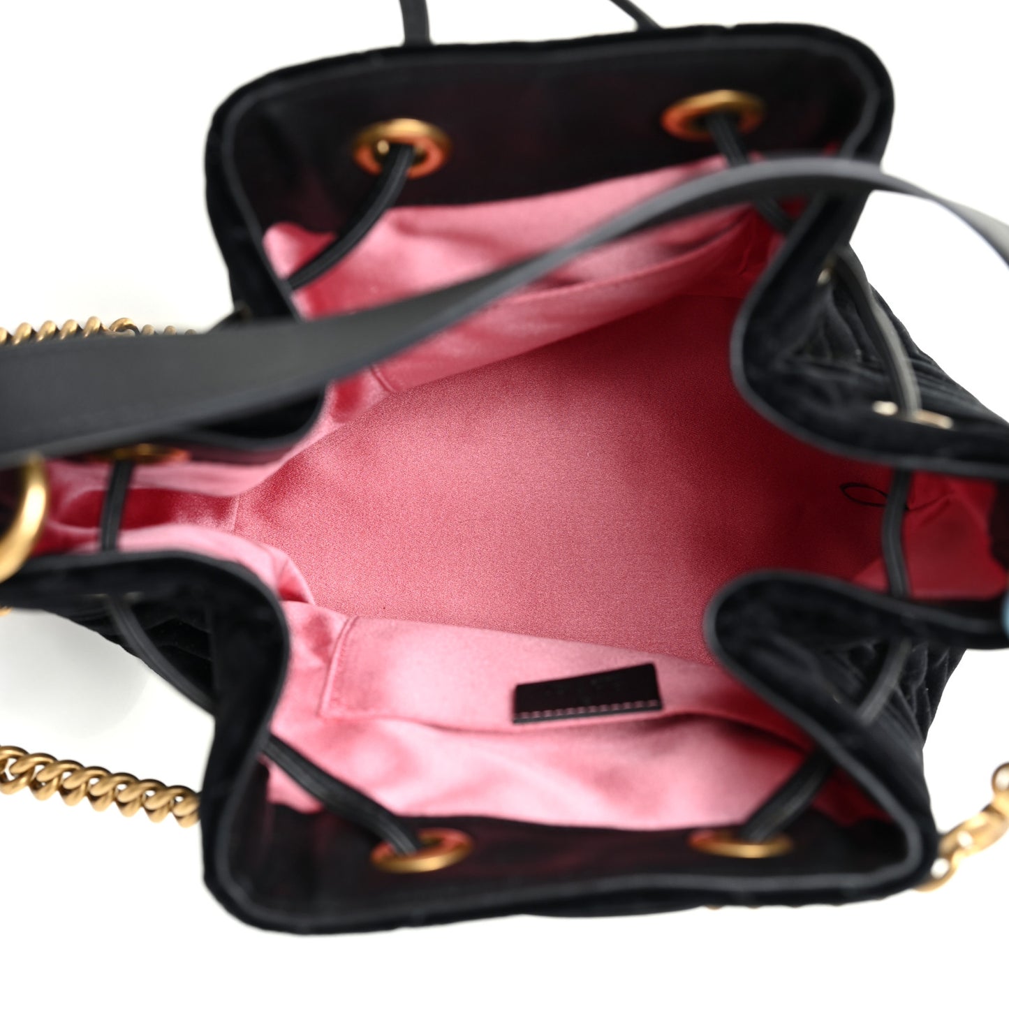 Velvet Matelasse GG Marmont Bucket Bag Black