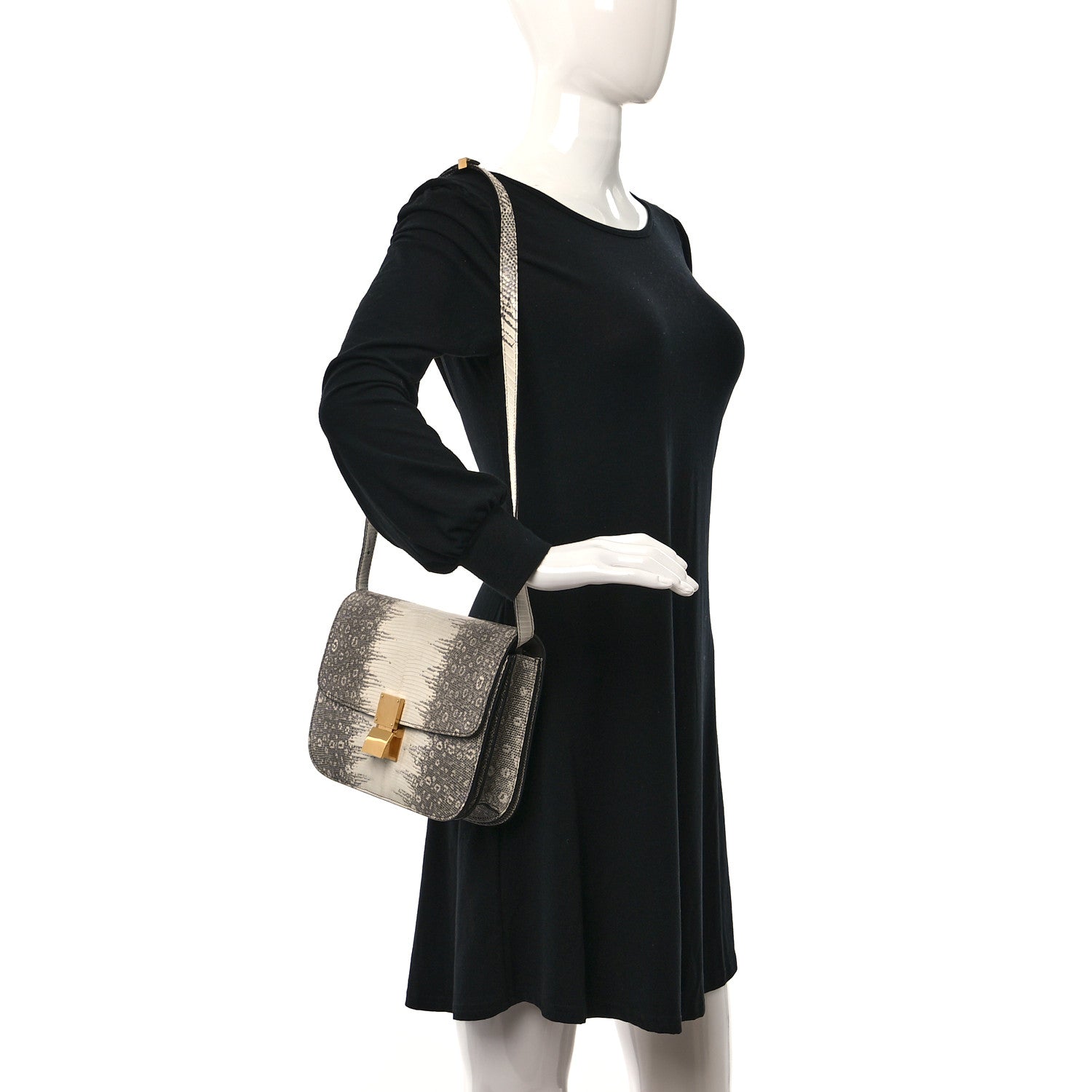 Celine Lizard Medium Classic Box Flap Bag Natural 2 of 12