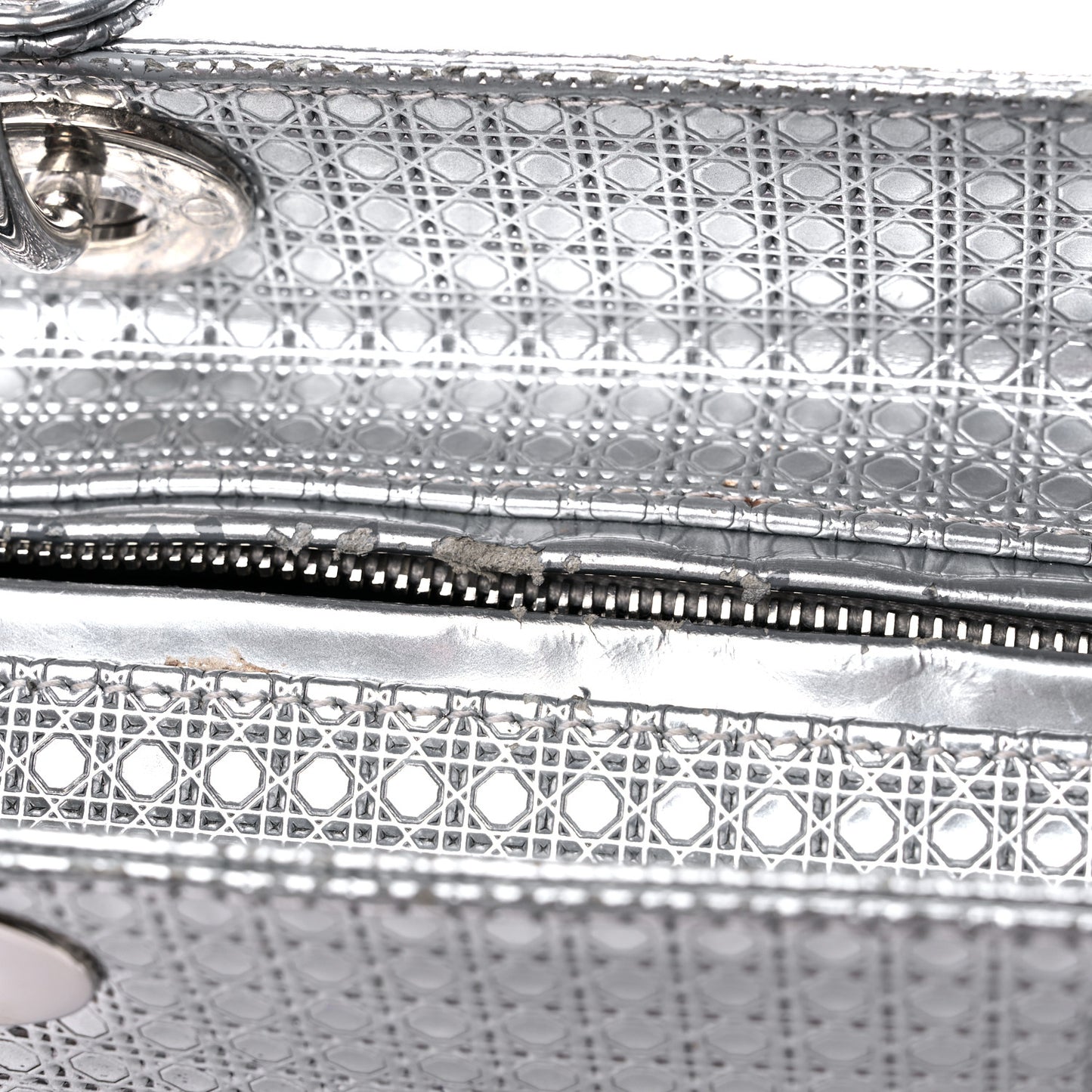 Metallic Patent Micro-Cannage Gradient Medium Lady Dior Silver Blue
