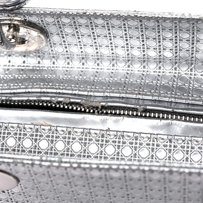 Christian Dior Metallic Patent Micro-Cannage Gradient Medium Lady Dior Silver Blue 13 of 17