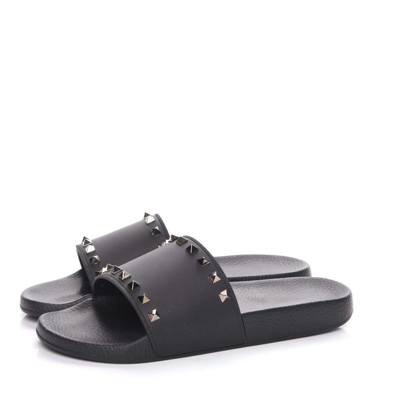 Rubber Rockstud Slide Sandals 41 Black