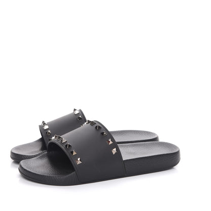 Valentino Garavani Rubber Rockstud Slide Sandals 41 Black 3 of 9
