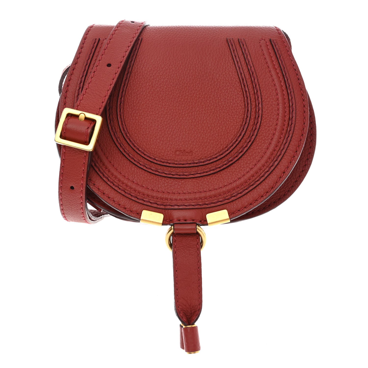 Chloe Calfskin Mini Marcie Round Crossbody Bag Red 1 of 12