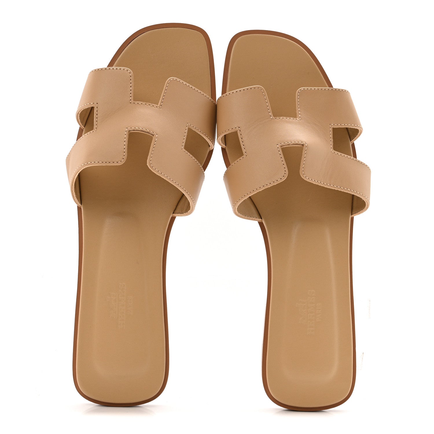 Hermes Calfskin Oran Sandals 40 Beige Albinos 2 of 10