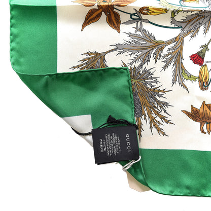 Gucci Silk Flora Gothic Square Scarf Ivory Dark Green 3 of 3