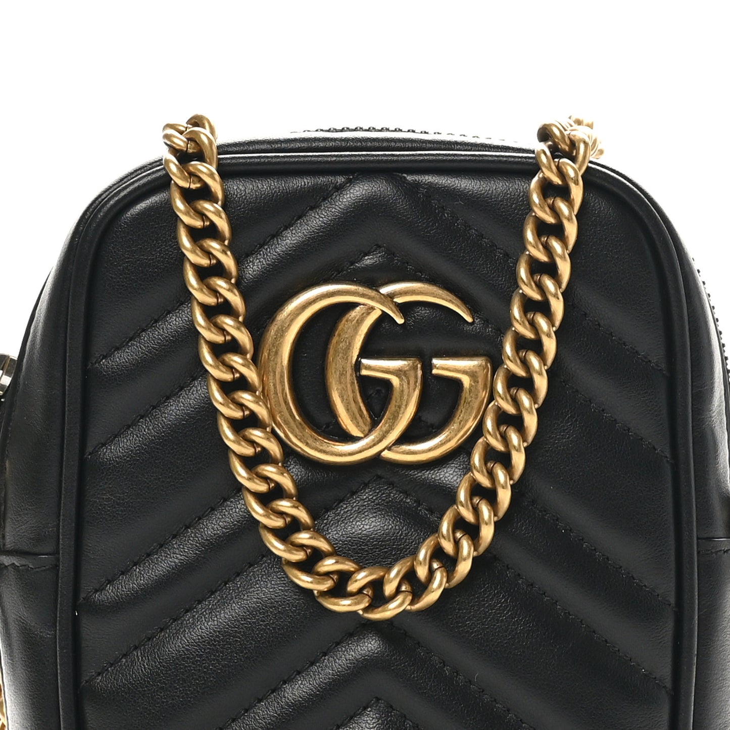Calfskin Matelasse Mini GG Marmont Crossbody Bag Black