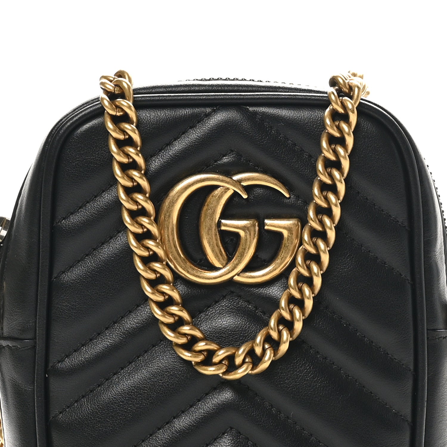 Gucci Calfskin Matelasse Mini GG Marmont Crossbody Bag Black 8 of 11