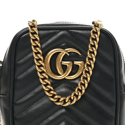 Gucci Calfskin Matelasse Mini GG Marmont Crossbody Bag Black 8 of 11