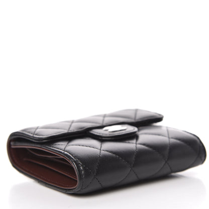 Chanel Lambskin Quilted Compact Flap Wallet Black 4 of 9