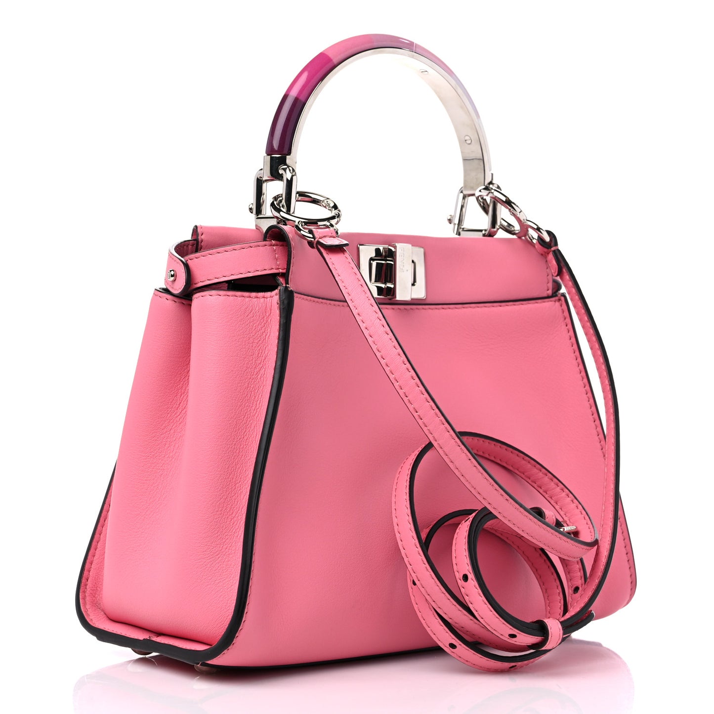 Vitello Seta Nappa Mini Plexi Handle Peekaboo Iconic Satchel Pink