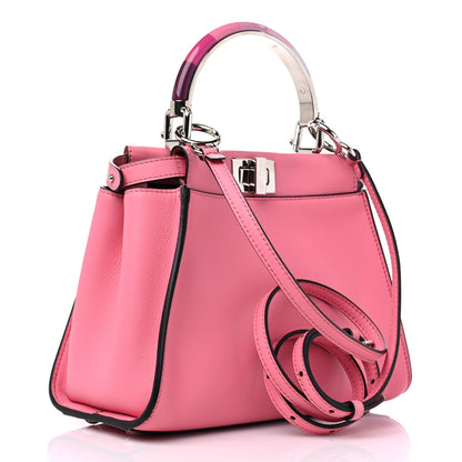 Fendi Vitello Seta Nappa Mini Plexi Handle Peekaboo Iconic Satchel Pink 3 of 9