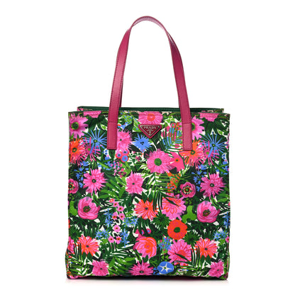 Prada Tessuto Nylon Floral Print Tote Pink 1 of 10