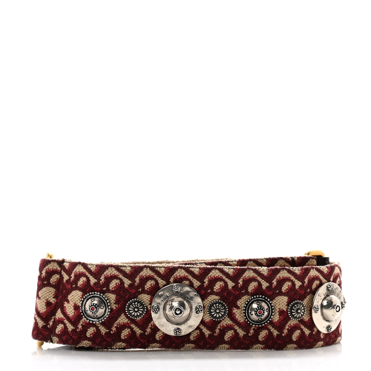 Christian Dior Oblique Studded Shoulder Strap Burgundy 2 of 5