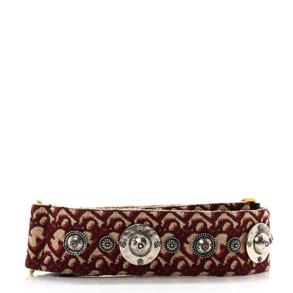 Christian Dior Oblique Studded Shoulder Strap Burgundy 2 of 5