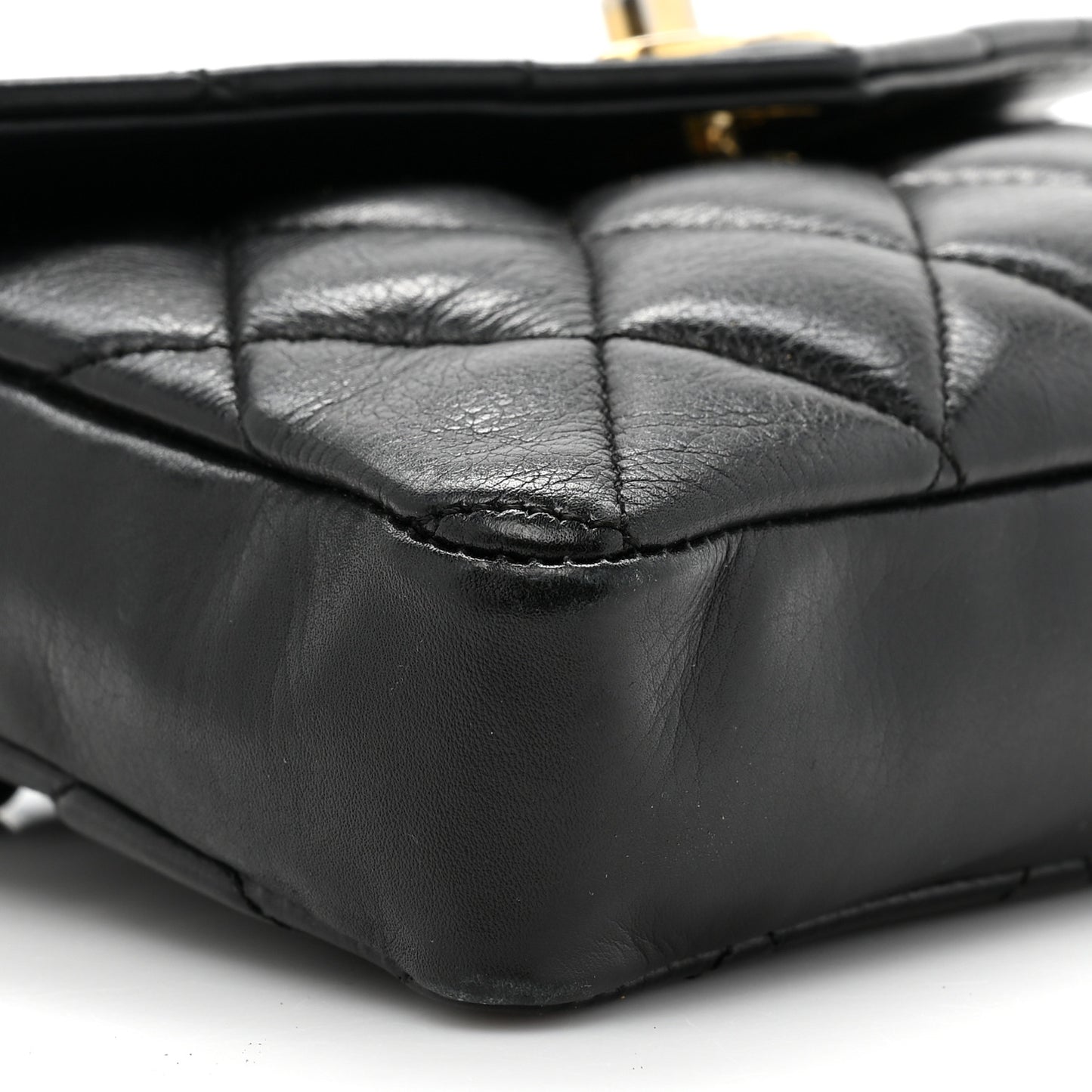 Lambskin Quilted Flap Waist Belt Bag 75 30 Black