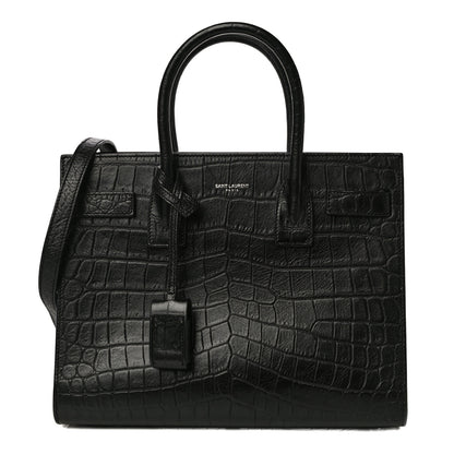 Saint Laurent Calfskin Crocodile Embossed Baby Sac De Jour Black 1 of 9