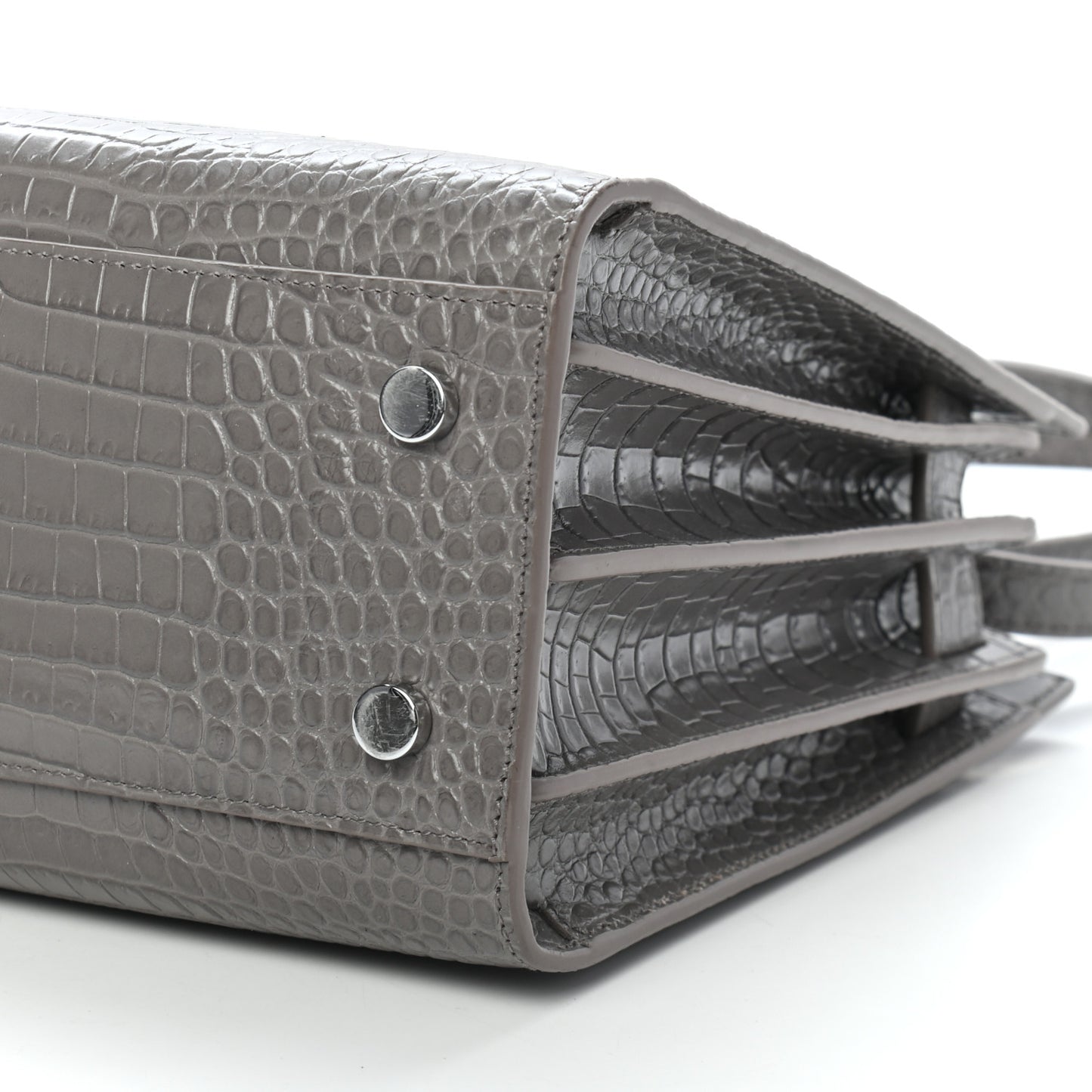 Calfskin Crocodile Embossed Baby Sac De Jour Fog