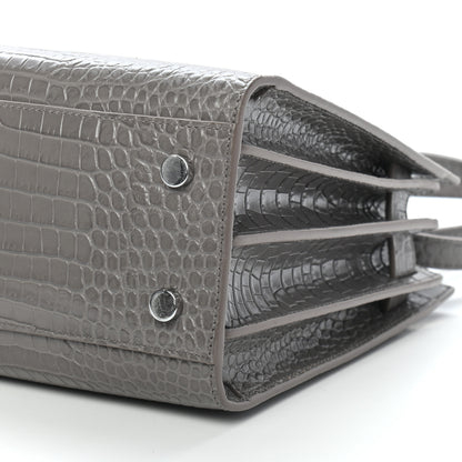 Saint Laurent Calfskin Crocodile Embossed Baby Sac De Jour Fog 8 of 10