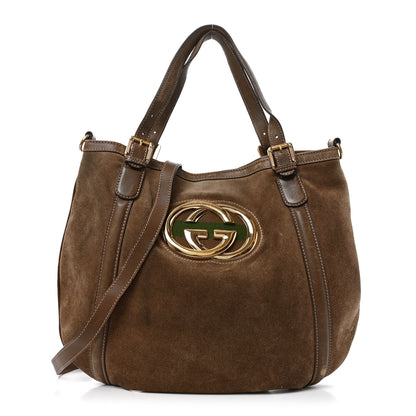 Gucci Suede Medium Britt Tote Brown 1 of 10