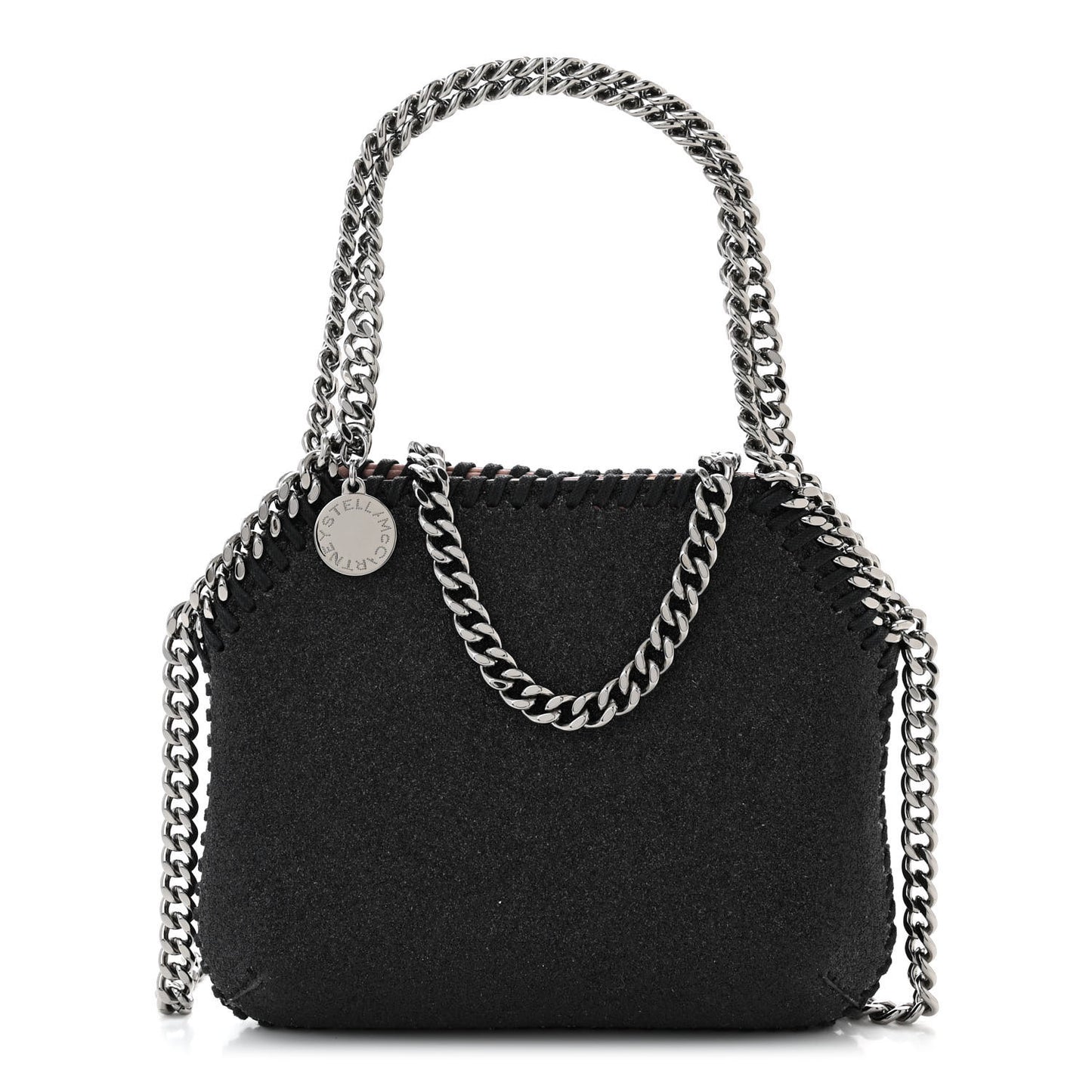 Metallic Glitter Mini Falabella Box Shoulder Bag Black